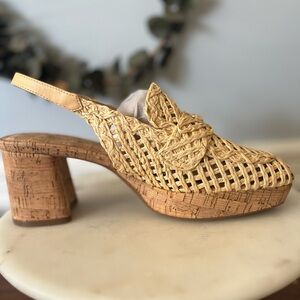 NWT Aerosoles Santiago Raffia Slingback Platform